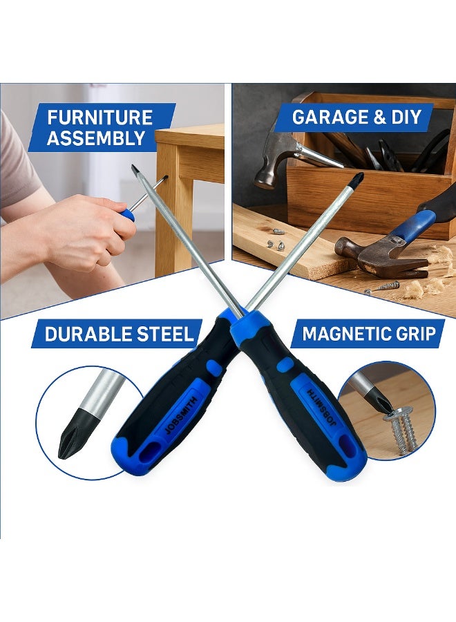 JOBSMITH 5 Inch Professional Hand Tool Screwdrivers with Ergonomic Non Slip Grip and Magnetic Tip for Home DIY and Workshop Repair & 5 Inch Professional Hand Tool Screwdrivers with Ergonomic Non Slip Grip and Magnetic Tip for Home DIY and Workshop Repair Bundle - Image 2
